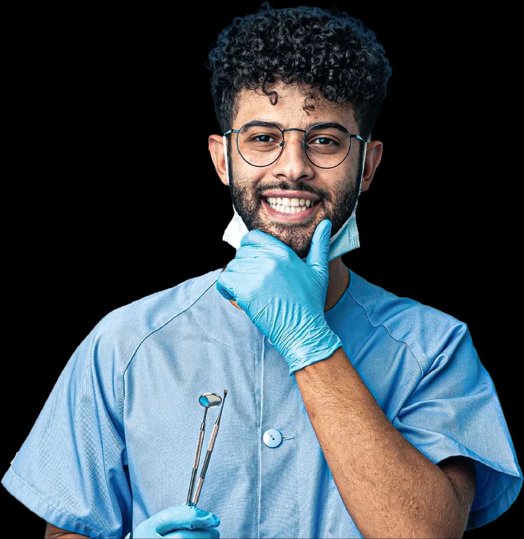 A dentist smiling